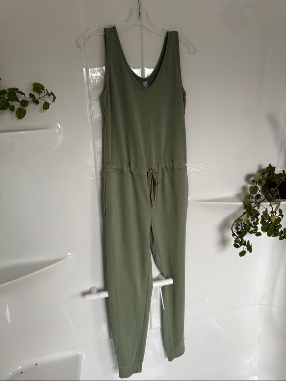 Joe Fresh Olive Green Sleeveless Drawstring Waist Jumpsuit